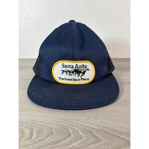 Santa Anita “The Great Race Place” Men’s Vintage SnapBack Trucker Hat- Blue- EUC